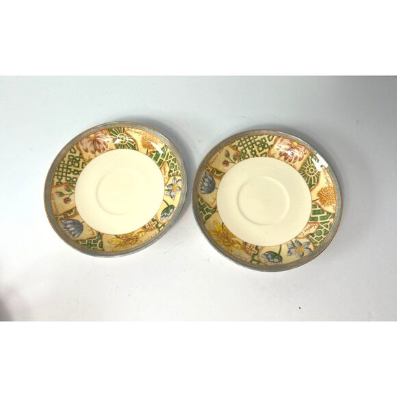 Vintage Wedgwood Home Garden Maze Set Of 2 Cups & Saucers Floral Design - Picture 7 of 9